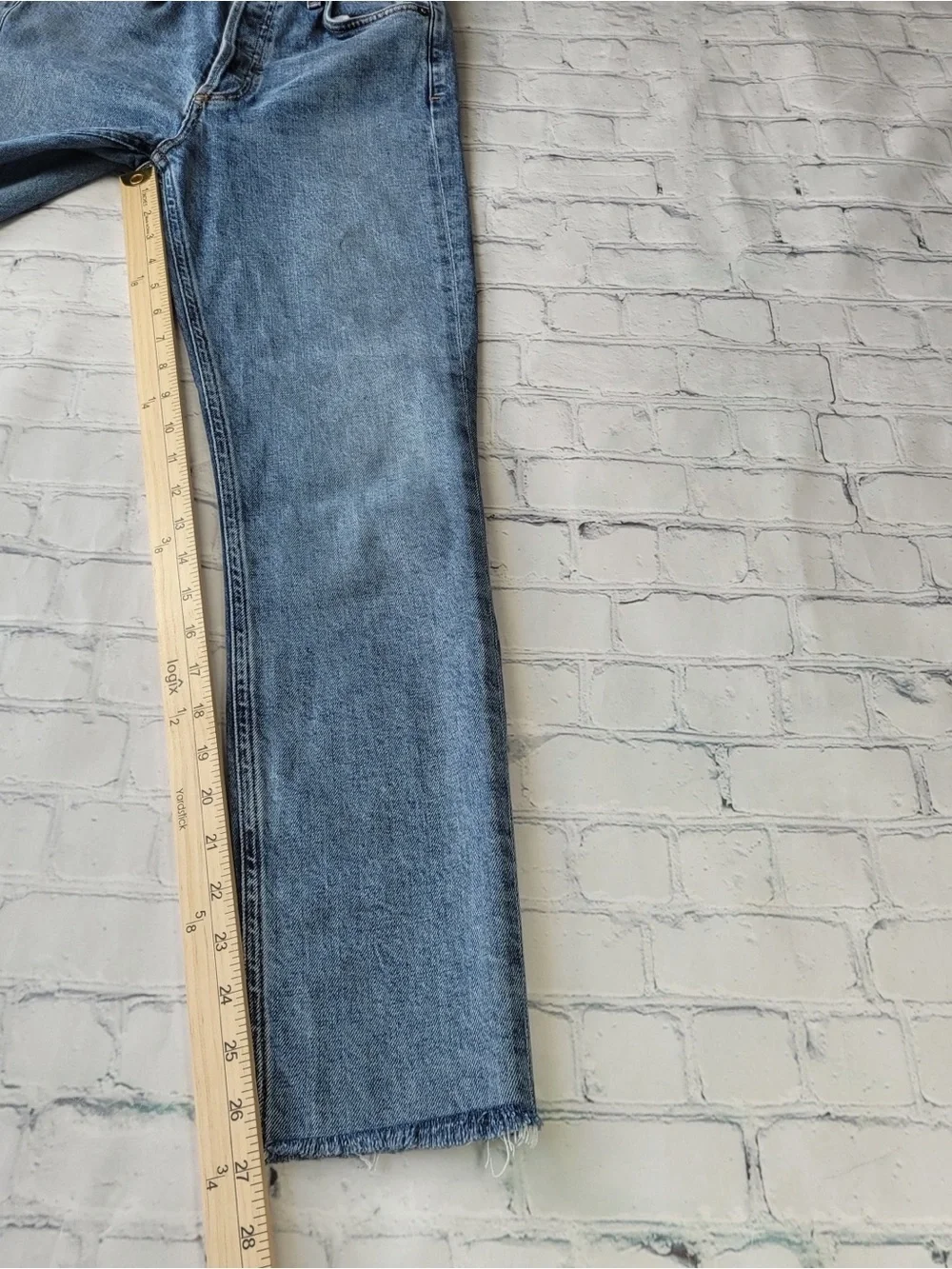 ✅ Agolde High-Rise Light Blue Slim Leg Leg Jeans raw hem size 24